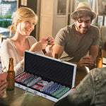 Mallette de Poker Coffret de Poker Complet avec 500 jetons 2 Jeux de Cartes + 5 dés Bouton Dealer 2 clés alu.