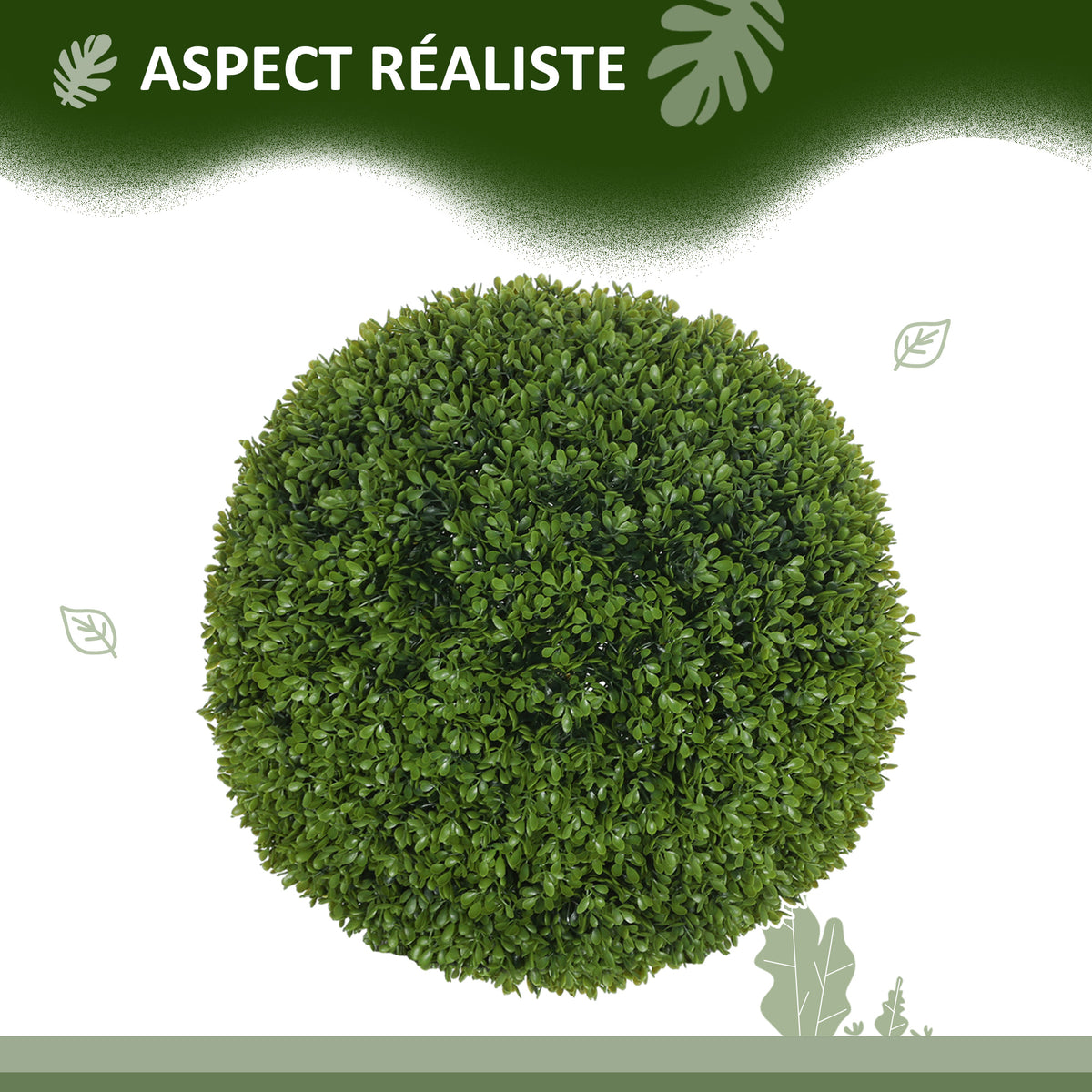 Lot de 2 boules de buis artificielles de 40 cm décoration pour intérieur ou extérieur vert foncé