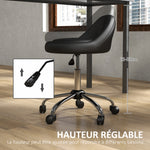Sgabello con rotelle, sgabello da lavoro girevole a 360°, altezza regolabile 53-73 cm, rivestimento sintetico nero
