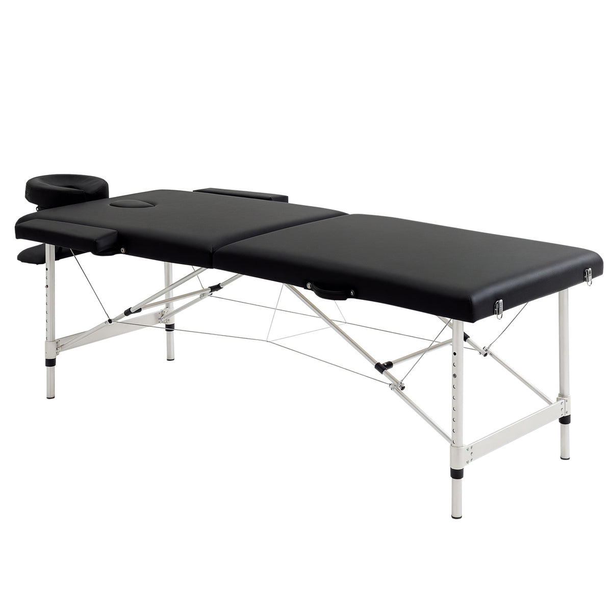 Table de massage pliable portable + housse de transport charge max. 225 Kg hauteur réglable 210 x 90 cm noir