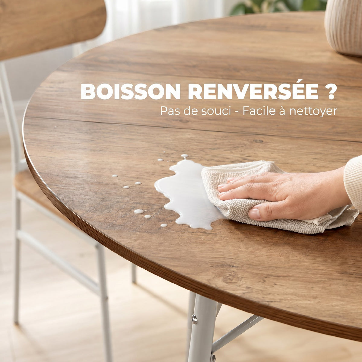 Ensemble table salle à manger avec 4 chaises, table de cuisine avec chaises pour 4 personnes, cadre en métal, naturel