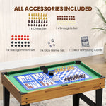 Table multijeux 13 en 1, table de jeu baby-foot, billard, ping-pong, 121x109x80cm, pour enfants et adultes, noyer clair