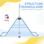 Barre de gymnastique pour enfants, barre horizontale pliable à hauteur réglable avec anneaux de gymnastique, bleu