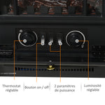 Cheminée électrique à Effet de Flamme poêle Style rétro Thermostat 1000/2000 W Anti surchauffe Noir