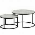 Lot de 2 tables basses gigognes empilable design industriel pieds en métal gris