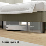 Estructura de cama de 160 x 200 cm, somier de láminas de madera, cabecero ajustable, cama doble tapizada en pana, gris