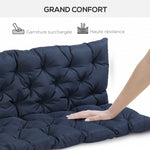 Coussin Matelas Assise Dossier pour Banc de Jardin balancelle canapé 3 Places Grand Confort 150 x 98 x 8 cm Bleu