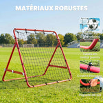 Filet de rebond en métal angle réglable et 20 cordes élastiques pour entraînement de football, tennis, handball 96x80x96