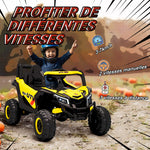 Voiture électrique enfants UTV 12 V, buggy électrique enfants avec télécommande, 96 x 61 x 56 cm, jaune