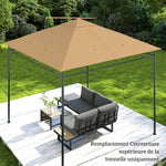 Ersatzdach für Pavillon, Gazebo-Ersatzdach, hochdichter Polyesterstoff 180 g/m², UV-beständig, 3 x 3 m, beige