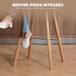 Lot de 2 tabourets de bar, chaises de bar, assise rembourrée, dossier et repose-pieds, 48 x 48 x 99,5 cm, gris