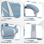 Chaise gaming, fauteuil gaming ergonomique avec repose-pieds, hauteur réglable, dossier inclinable, 63x63x123cm, bleu
