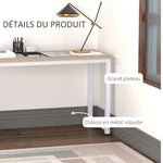 Table d'ordinateur table de salle à manger 120L x 60l x 76H cm chêne et Blanc Multifonction Grand Plateau Cadre Robuste en métal