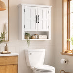 Armoire Haute Murale de Salle de Bain ou WC Placard 2 Portes 2 étagères Niche dim. 60L x 20l x 58H cm MDF Panneaux Particules Blanc