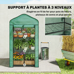 Serre de jardin avec étagères 3 niveaux, serre de balcon, bâche renforcée PE, châssis en acier, 59 x 39 x 127 cm, vert
