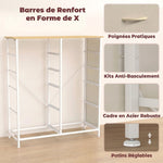 Cassettiera a 10 cassetti in tessuto, mobile contenitore con 4 tasche, 2 ganci, struttura in acciaio, 80 x 30 x 94,5 cm, beige