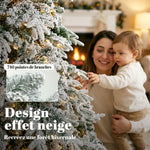 Sapin de Noël Artificiel 180 cm Arbre de Noël Lumineux Enneigé, Branches Articulées, Lumière 350 LEDs, Vert et Blanc