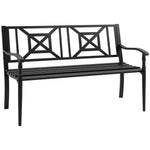 Banc de jardin 2 places banquette extérieur terrasse patio dossier haut assise à lattes accoudoirs