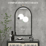 Miroir mural arche, 110 x 65 cm Cadre en bois, Miroir arqué pour le salon, la chambre, l'entrée, noir