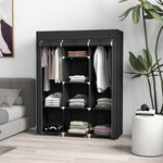 Armoire penderie multi-rangement - 8 étagères, 2 barres - non tissé noir