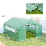 Serre de jardin 4 x 3 x 2m avec portes enroulables et grandes fenêtres, serre tunnel de jardin, vert