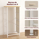 Commode 4 tiroirs en tissu, meuble de rangement avec 4 poches, 2 crochets, structure en acier, 45 x 30 x 94,5 cm, Beige