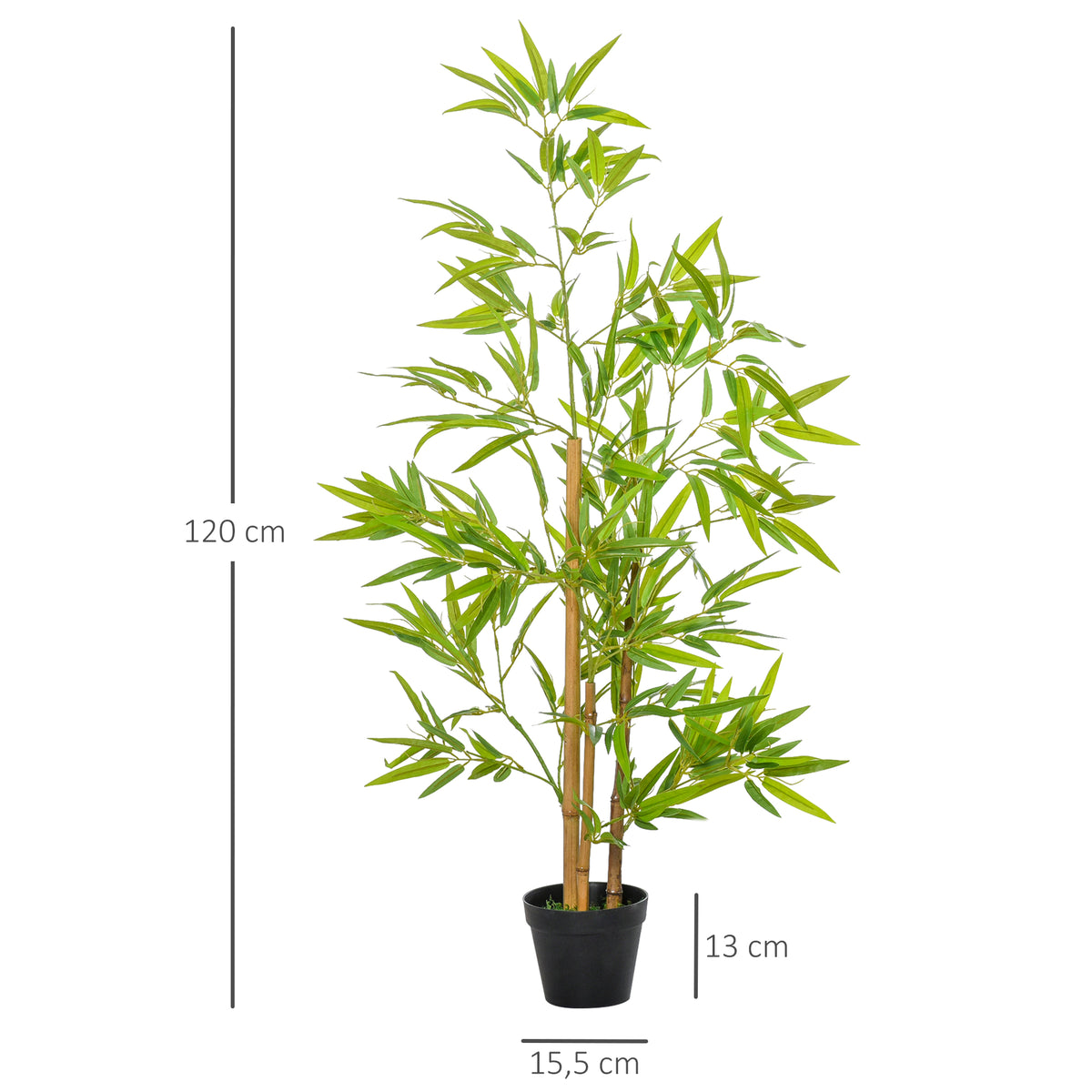 Bambous artificiels 1,20H m réalistes par Bambou avec Vrais Troncs - Pot Inclus Noir Vert