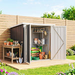 Tuinhuis - tuinhuisje 1,09 m² - gereedschapsberging 2 afsluitbare deuren - afm. 147L x 86B x 134H cm - staalplaat zwart wit
