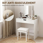 Dressing table with drawer, modern makeup table, for bedroom, 75 x 40 x 75 cm, white