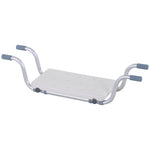 Badewannensitz – verstellbarer Einhängesitz – Duschhocker – Maße 73–83L x 22B x 18H cm – Aluminium/HDPE Weiß