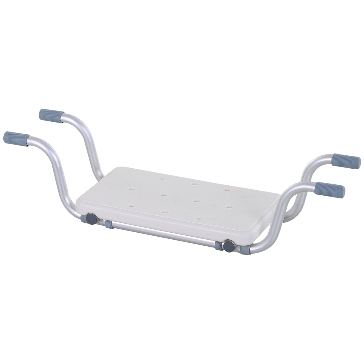 Badewannensitz – verstellbarer Einhängesitz – Duschhocker – Maße 73–83L x 22B x 18H cm – Aluminium/HDPE Weiß