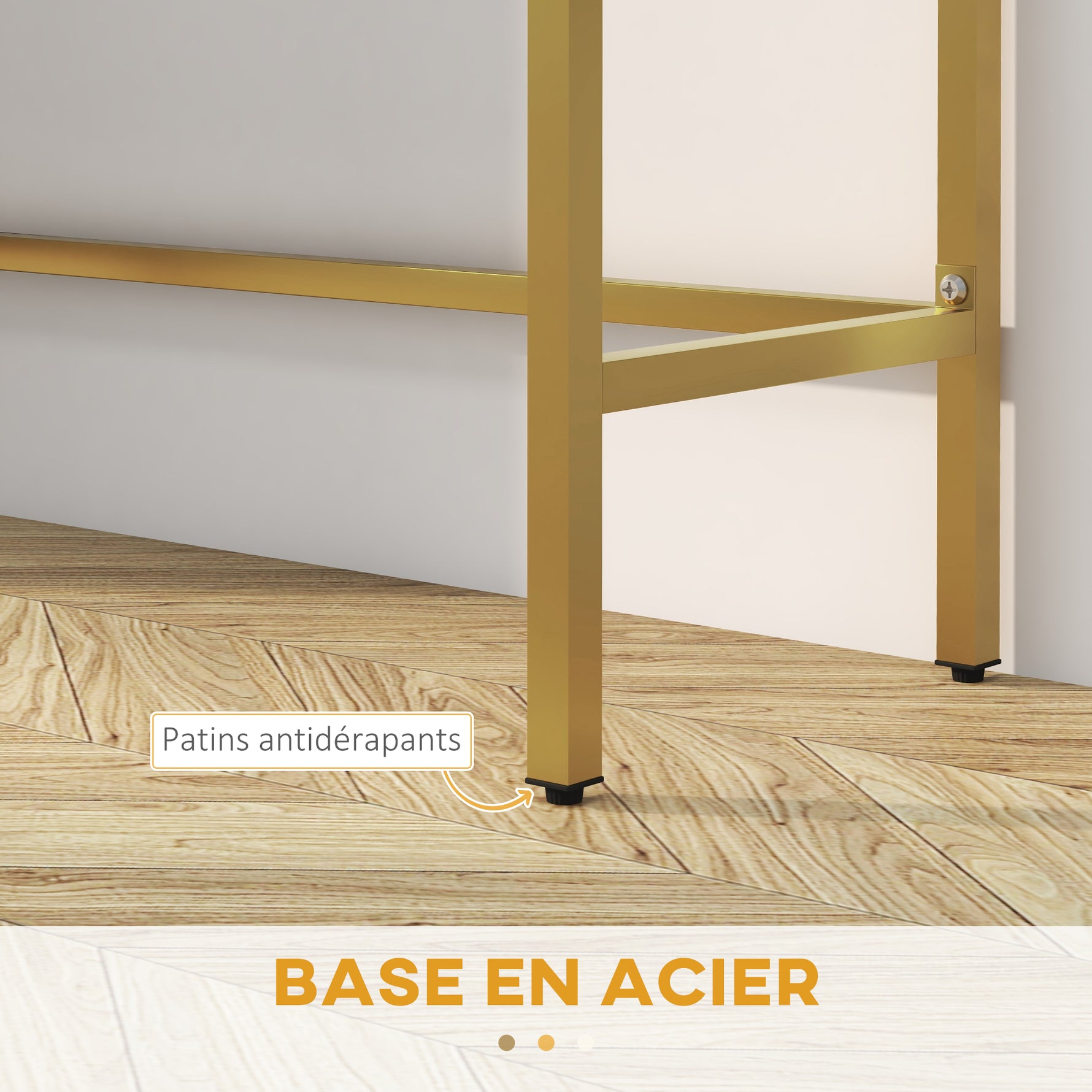 Table console console meuble avec 2 tiroirs base en acier avec pieds antidérapants 80 x 31,5 x 75 cm blanc