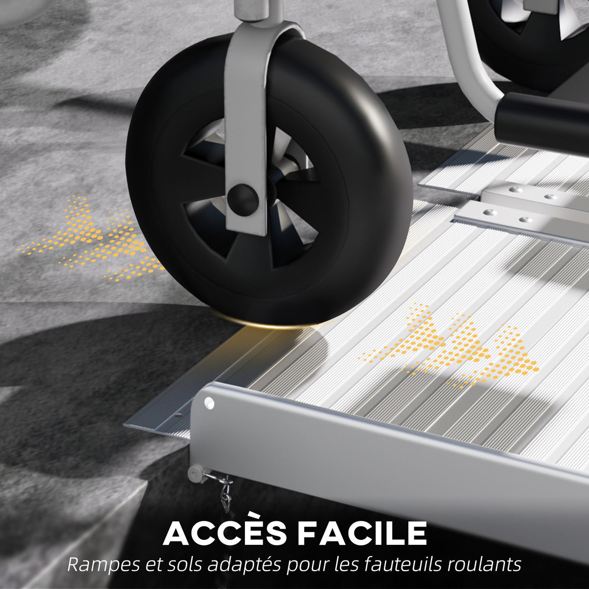 Rampe de fauteuil roulant rampe de chargement rampe d'accès antidérapante pliable avec bordures dim. 183L x 72l cm alu