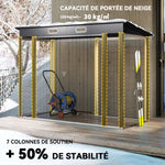 Abri de Jardin 2,7 m², Dim. 249 x 121 x 183 cm gants inclus portes doubles verrouillables ventilations tôle acier gris