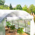 Bâche de rechange serre tunnel 12 m² 4 x 3 x 2 m PE anti-UV imperméable 8 fenêtres + porte enroulable zippée blanc