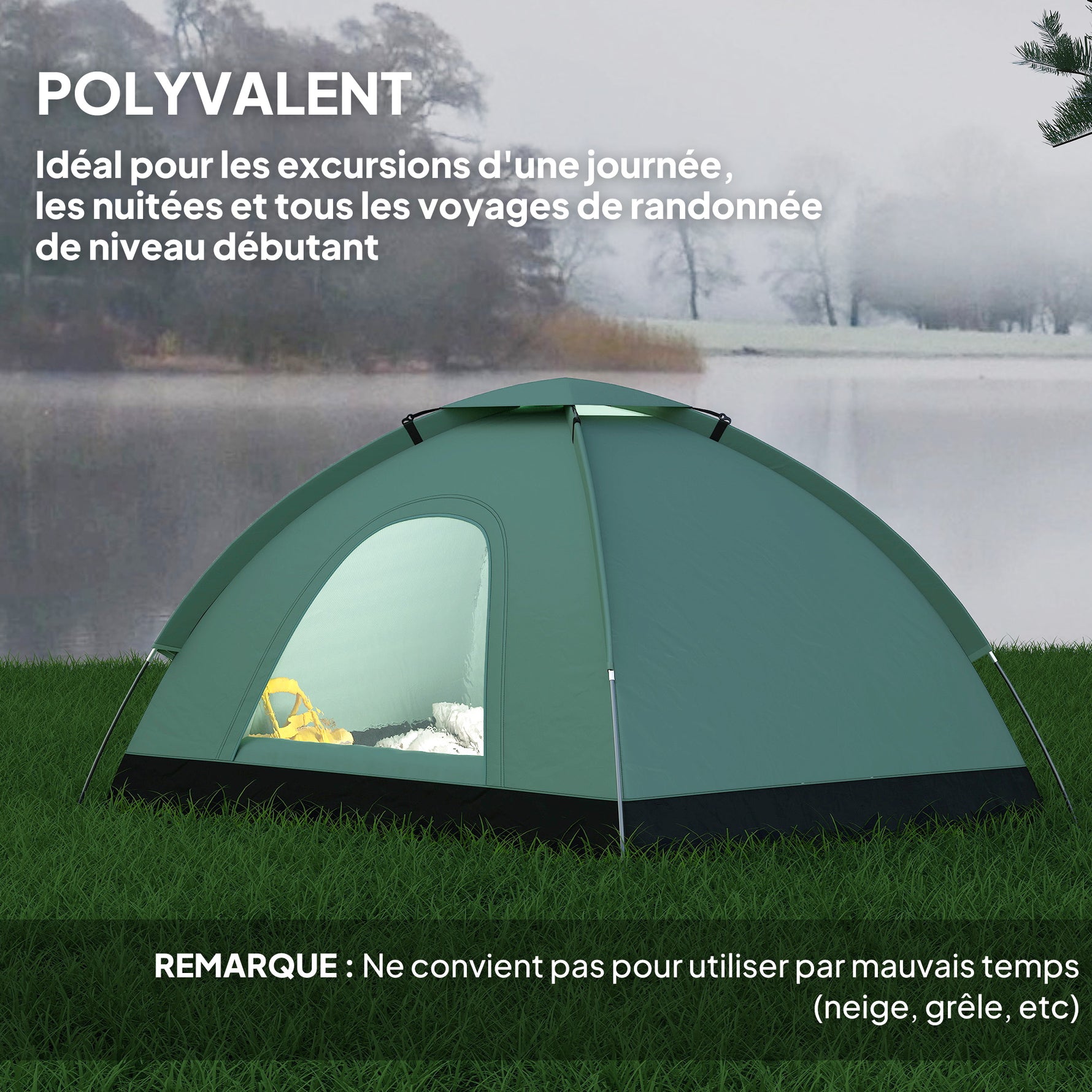 Tente de camping 2 personnes camouflage tente dôme légère ventilée facile à monter avec portes zippées