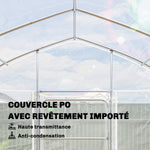 Serre Tunnel de Jardin 12m² Film PO Anti-goutte Acier Galvanisé 25mm Structure Renforcée 2 Portes Battantes Transparent