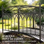 Pont de Jardin en Métal Style Baroque Passerelle Décorative avec Garde-Corps 91cm et Charge 100kg Noir