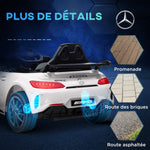 Voiture électrique enfants sous licence Mercedes-Benz AMG GTR 12V télécommande 2,4G max. 5 km/h 108 x 67 x 46 cm blanc