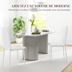 Lot de 2 chaises de salle à manger avec dossier haut, revêtement synthétique et pieds en acier, blanc