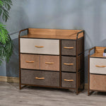Commode 7 tiroirs meuble de rangement tiroir en tissu pliant - structure acier noir - 80L x 29l x 78,5H cm, multicolore
