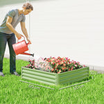 Carré potager de jardin potager surélevé, acier galvanisé, résistant à la rouille 120x120x30cm, vert clair