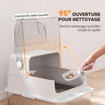 Lettiera per Gatti in Acciaio Inox con Coperchio 3 in 1 Bordi Alti Paletta e Sacchetti Antiodore XL 70x50x46cm Bianco
