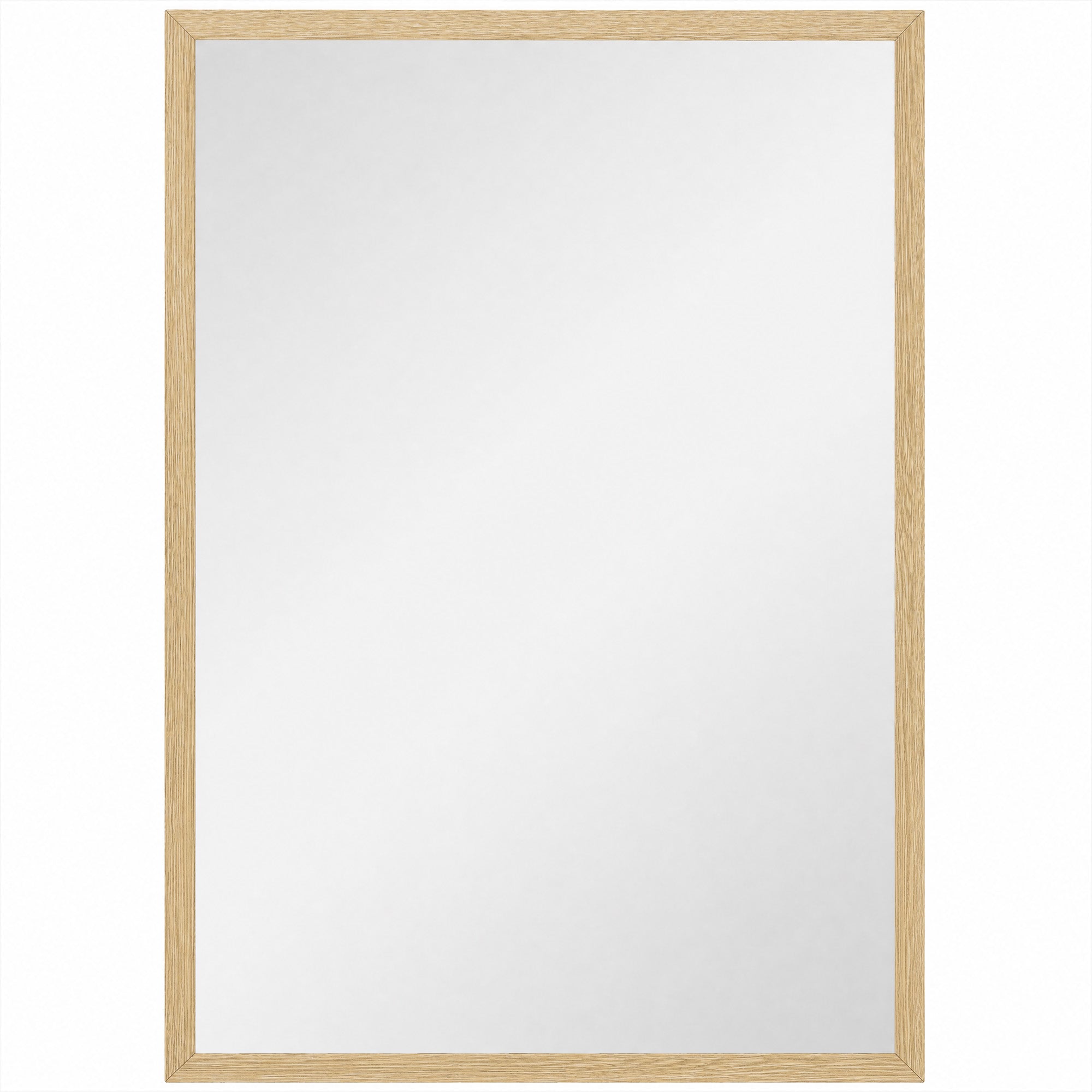 Miroir mural rectangulaire 50 x 70 cm, cadre en bois, idéal pour la salle de bain, salon ou chambre, naturel