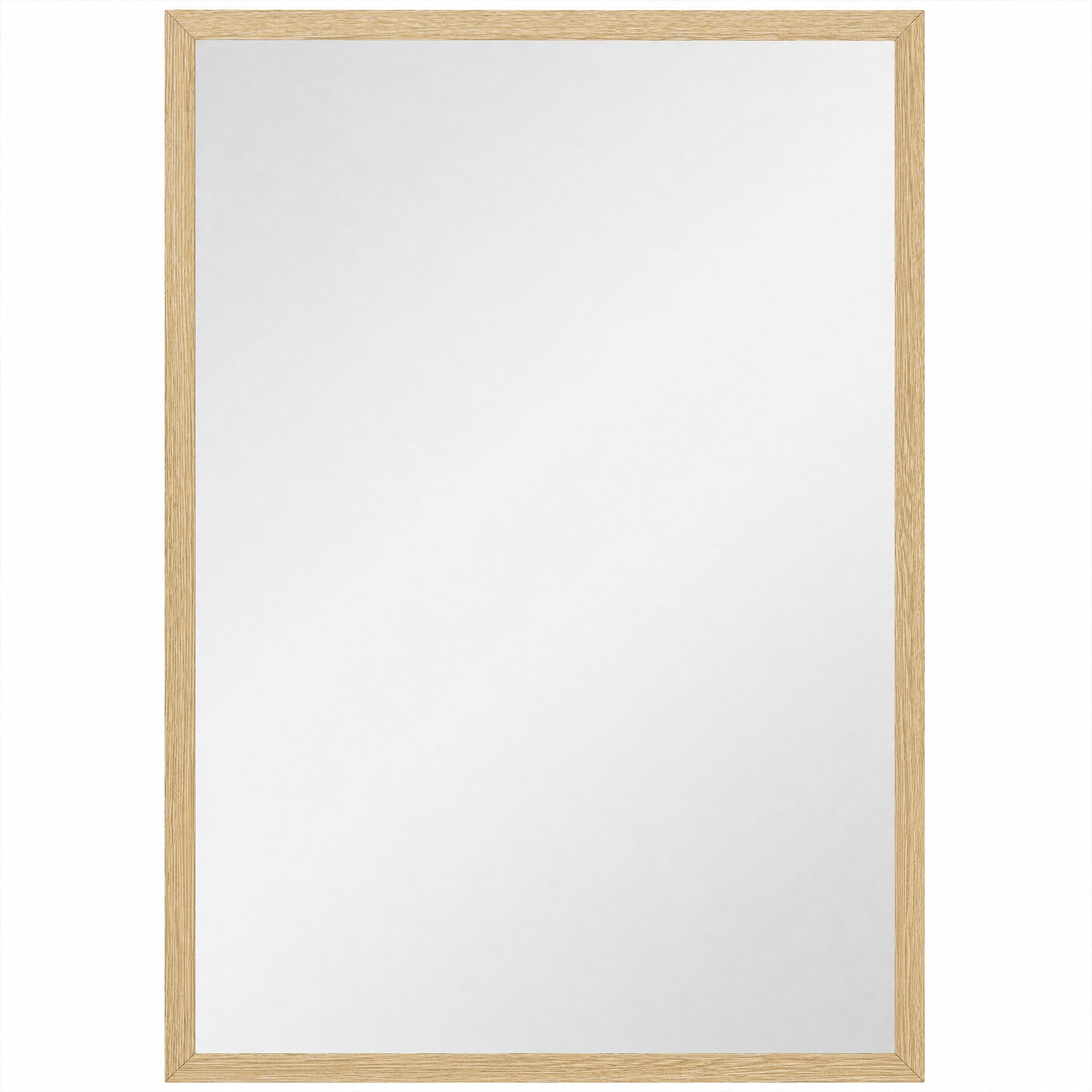 Miroir mural rectangulaire 50 x 70 cm, cadre en bois, idéal pour la salle de bain, salon ou chambre, naturel