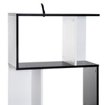 Bibliothèque à 5 niveaux, meuble de rangement en forme de S avec étagères, étagère de rangement pour salon, chambre bureau, 60 x 24 x 148 cm, noir, blanc