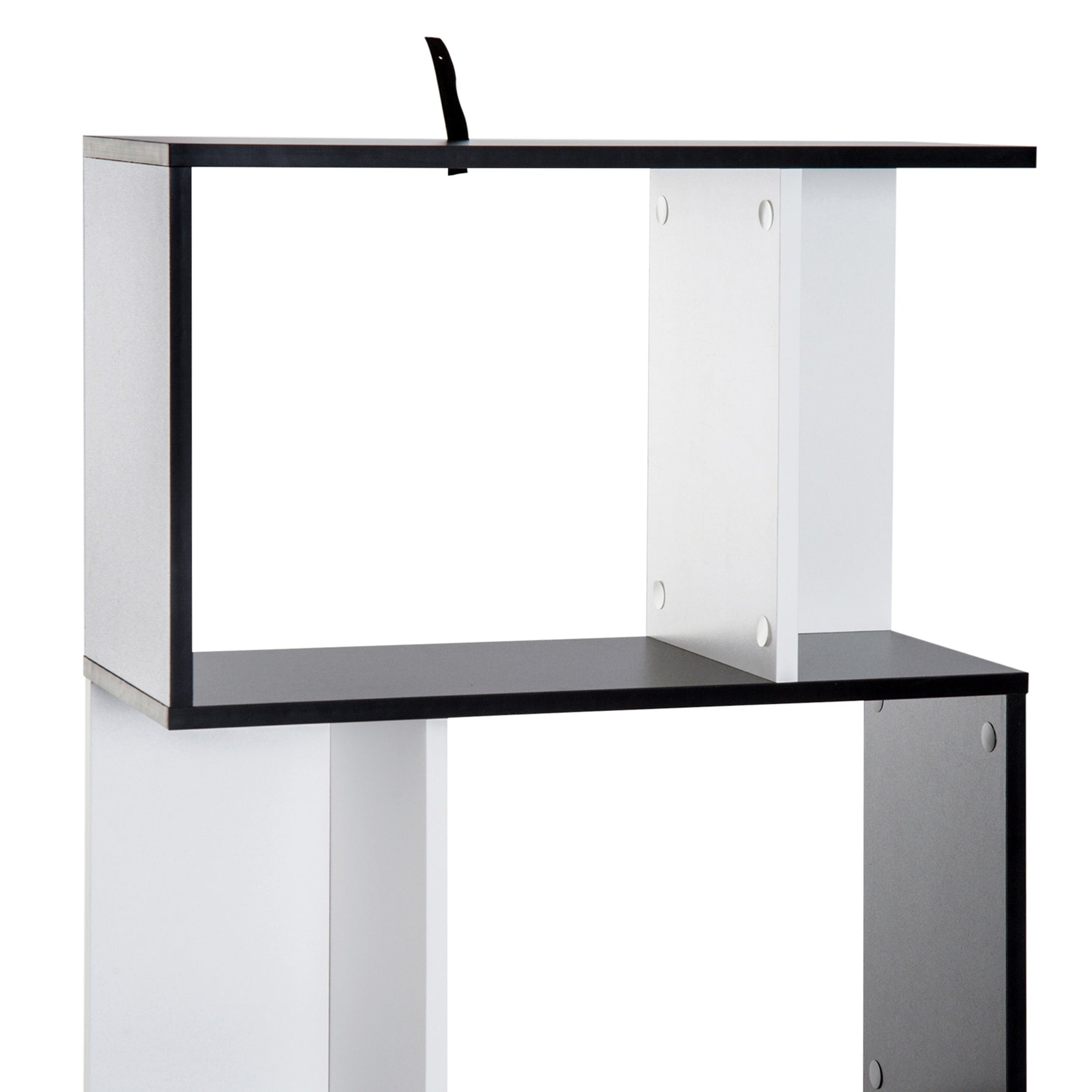 Bibliothèque à 5 niveaux, meuble de rangement en forme de S avec étagères, étagère de rangement pour salon, chambre bureau, 60 x 24 x 148 cm, noir, blanc