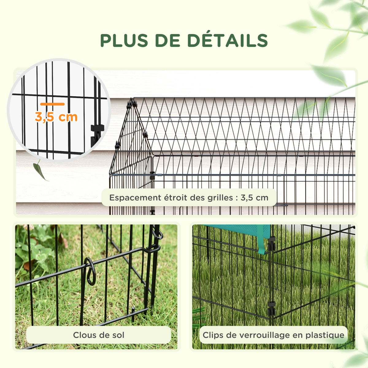 Parque recinto modular de acero con lona para conejos, roedores y animales pequeños, interior y exterior, 220L x 85An x 103Al cm