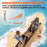 Rameur à Eau Rameur Appartement Pliable Double Rail Aluminium Capacité 158kg Connexion Bluetooth 182x42x67cm Chêne-4