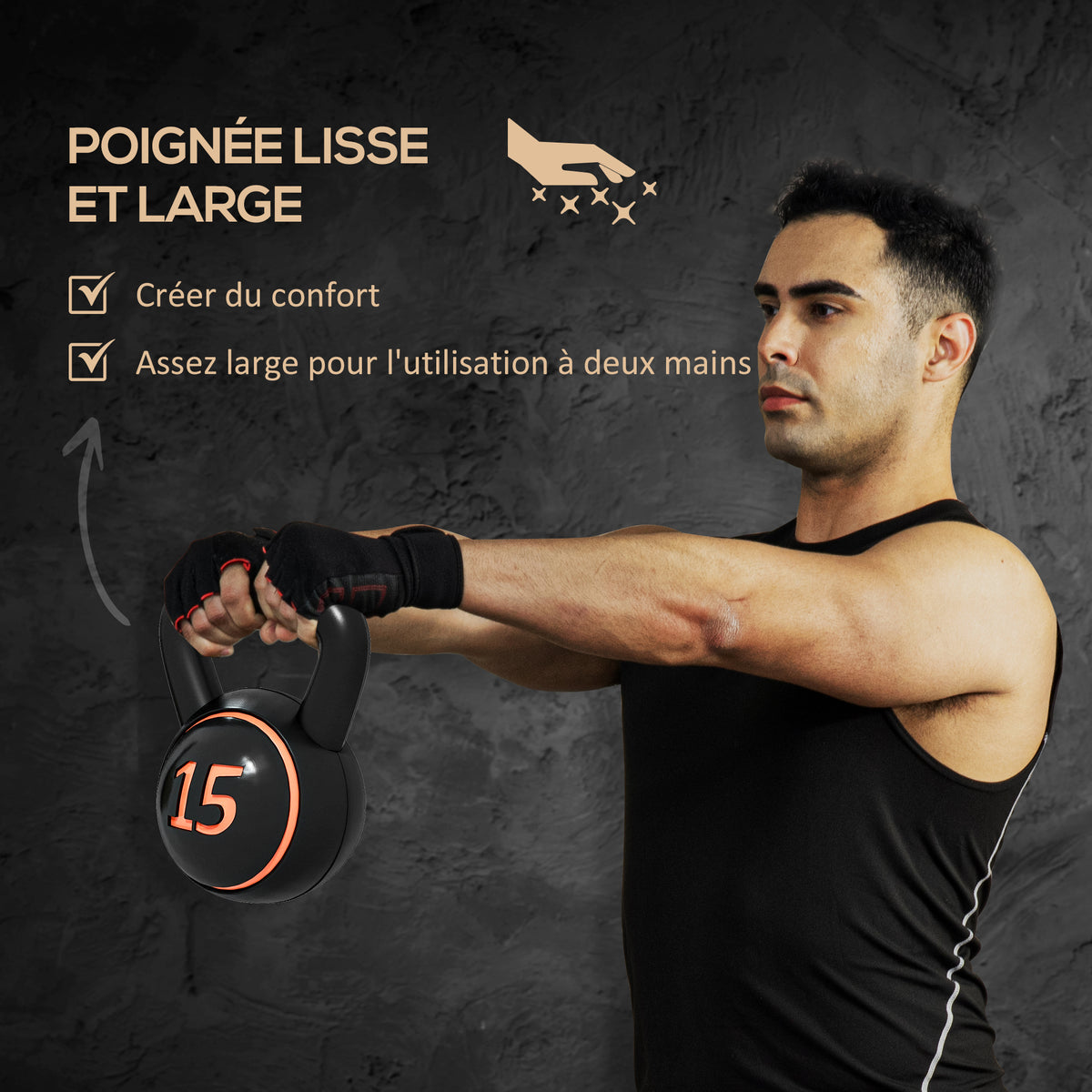 3er-Set Kettlebells, 2,2, 4,5 und 6,8 kg, rutschfester Griff für Fitness- und Sporttraining, inklusive schwarzem Ablageregal